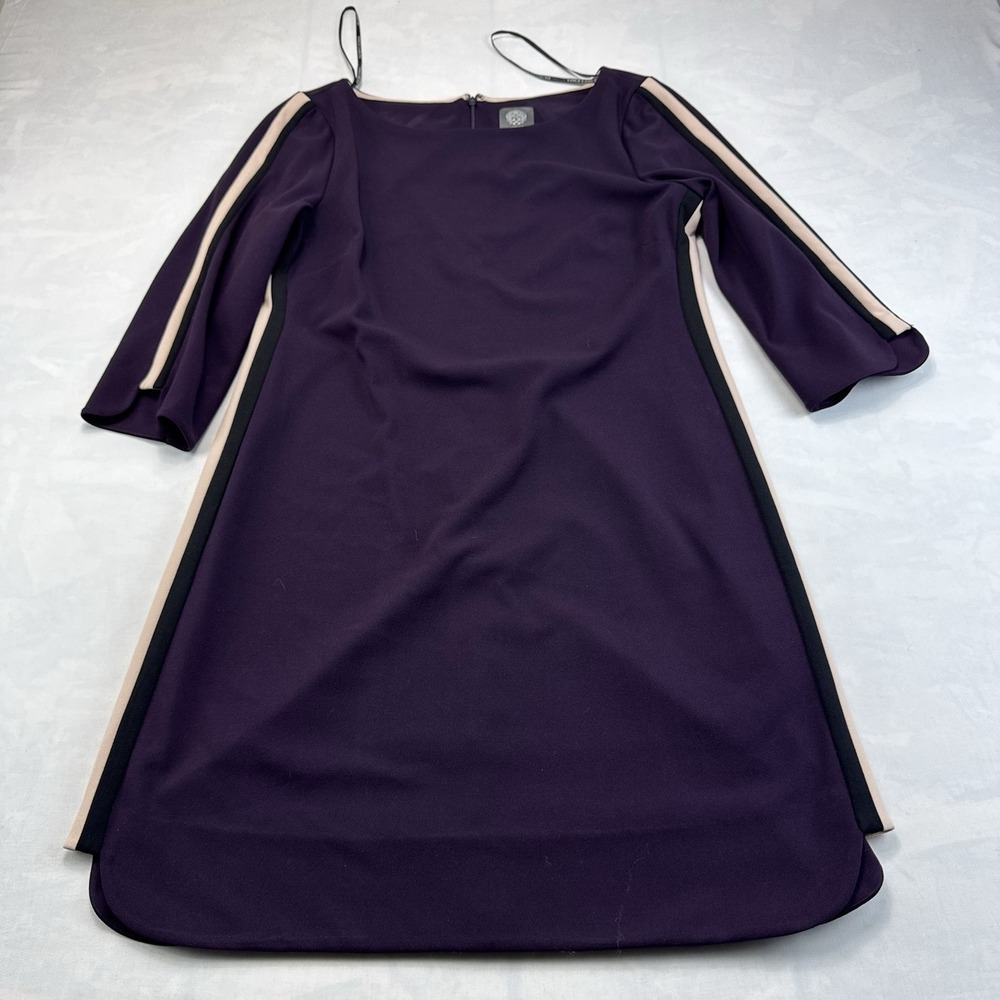 Vince Camuto Dress Womens Size 12 Purple Colorblock Sheath Career Midi